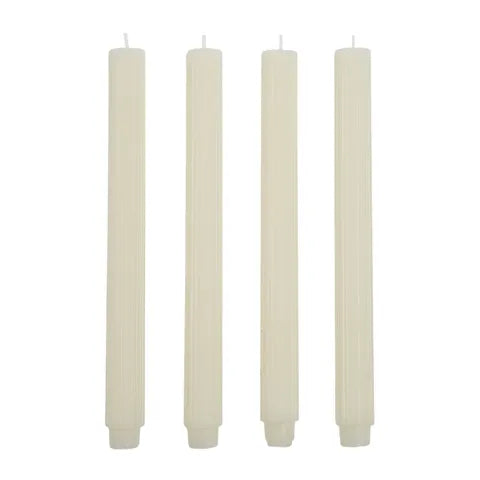 Ribbed S/4 Candle 25cm Ivory