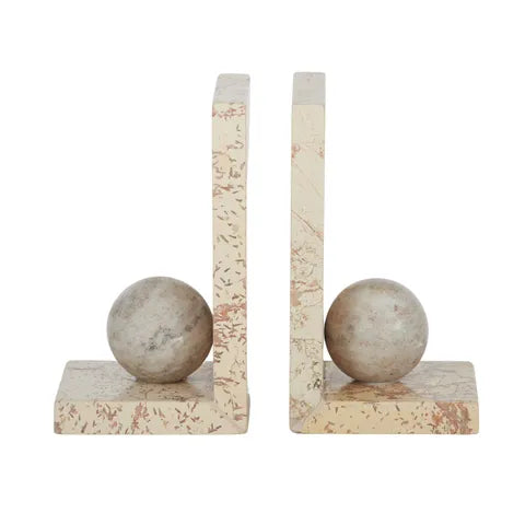 Sita S/2 Marble Bookends 10x10x18cm Nat